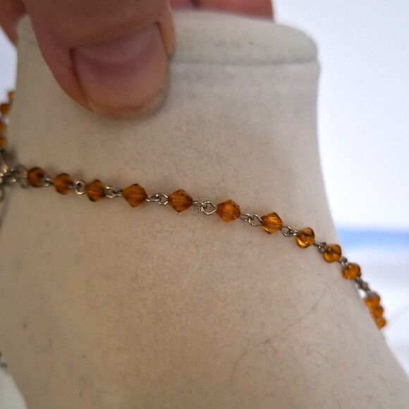 A Women's Delicate Beaded Necklace Pewter Heart Charm Fairy Core - Picture 7 of 9